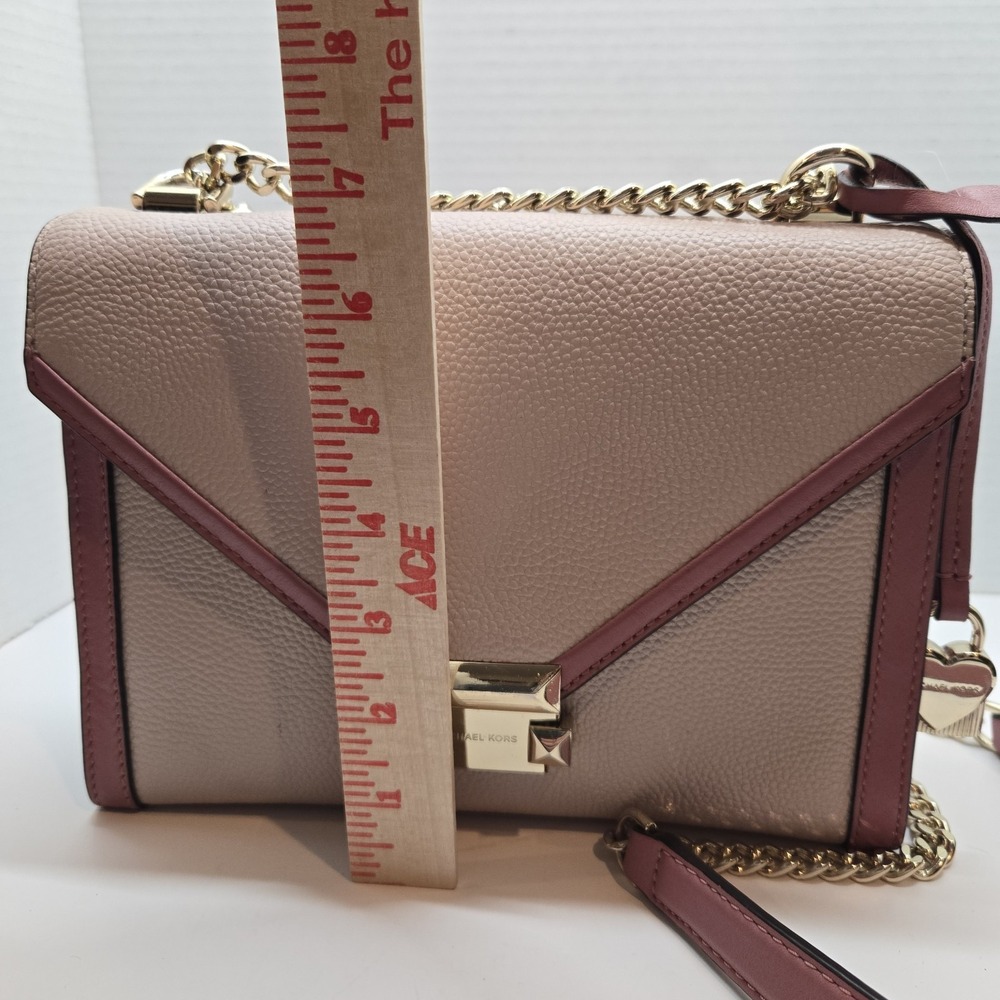 Michael Kors Whitney Pink Signature Logo Charm Convertible Shoulder Purse Chain - Picture 16 of 16